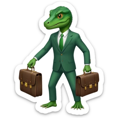 capitalist reptilian in a suit holding a briefcase sticker