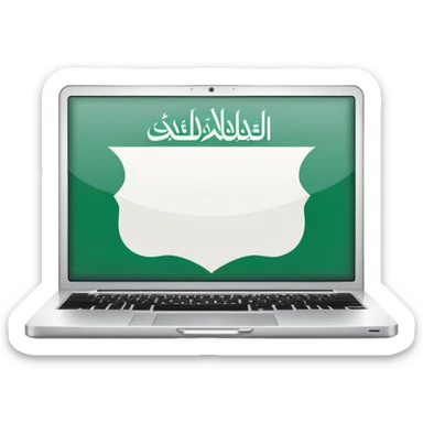 computer laptop with Saudi Arabia national emblem on screen sticker