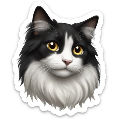 black-and-white cat domestic long-haired sticker
