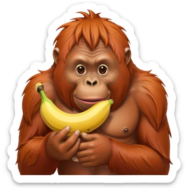 Fat orangutan eating a banana sticker
