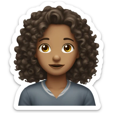 Proud teary eyed curly brunette girl sticker