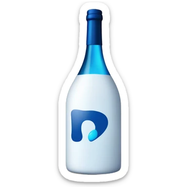 "Emoji of a white box with blue wine illustrations and a bold blue circle with a white 'B' in the center." sticker