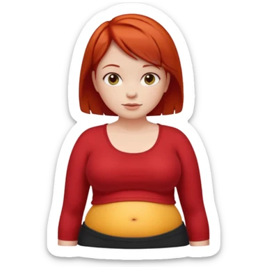 Lazy Short woman with straight ahort red hair and fat tummy sticker