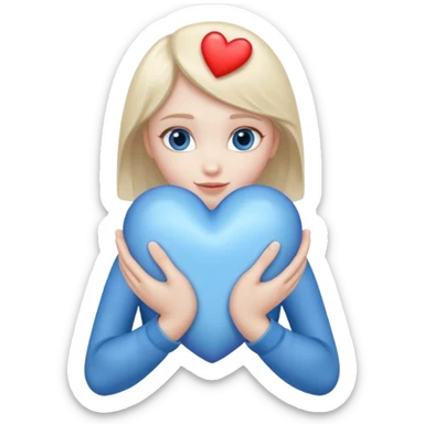 blue heart being embraced sticker