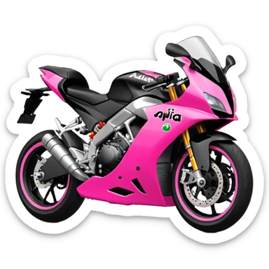 moto sportiva con scritta aprilia nera e solo avanti rosa fluorescente  sticker