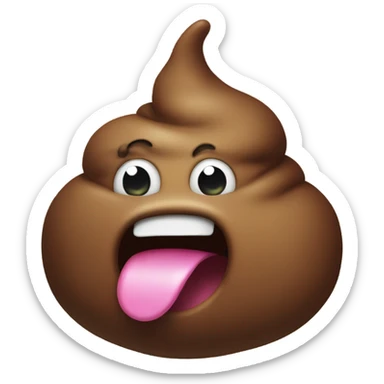 a poop sticking its tongue out sticker