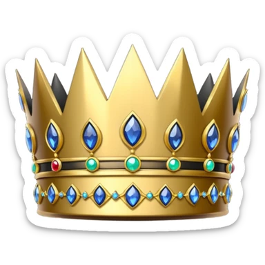 eine schwarze krone mit ein wenigen verzirten goldblätter edelsteine sticker