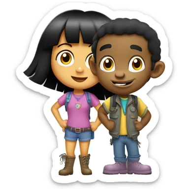 Dora the Explorer and boots the gray monkey sticker