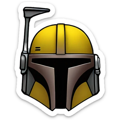 Mandalorian helmet black and yellow with antenna sticker