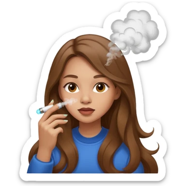 girl with vape long hir and color brwon sticker