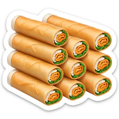 Can you make them more translucent (white-ish because they are made of rice paper) and organise them in two rows of 5 rolls? sticker