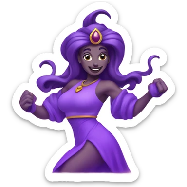 one full exact and one split down the center purple female genies sticker