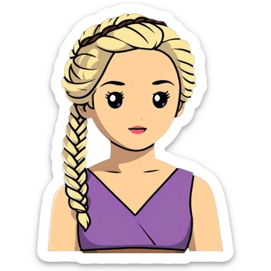 Daenerys Targaryen Game of Thrones character with blonde braided hair, chest up sticker