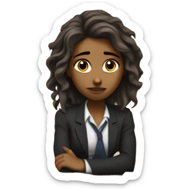 Sad and overwhelmed law student girl sticker