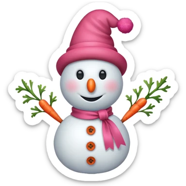 Red snowman with pink bow sticker