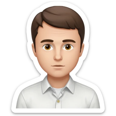 Charlie Kirk emoji with white shirt on sticker