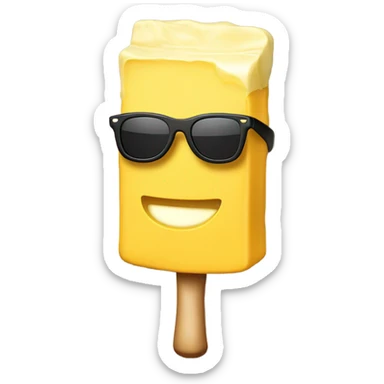 Stick of butter with sunglasses on wearing a hawaiian shirt sticker
