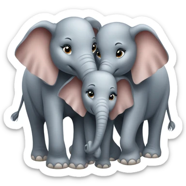 3 female elephant friend  sticker