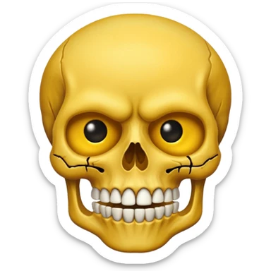 half face very hungry emoji, another half angry skull skeleton sticker
