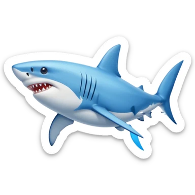Give me a shark make the shark have blu Nike shoes on sticker