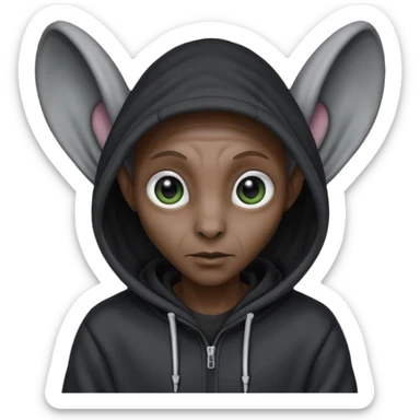 Aliens Dark grey, hoodie, long big ears sticker
