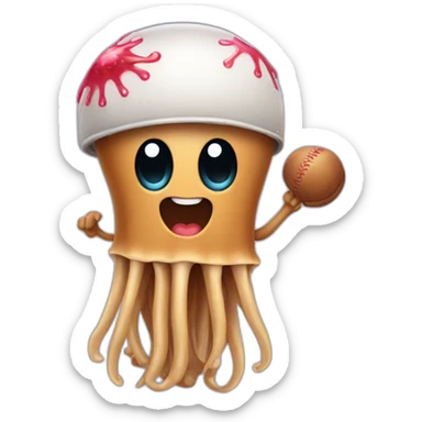 Peanut butter cute jellyfish with a baseball bat sticker