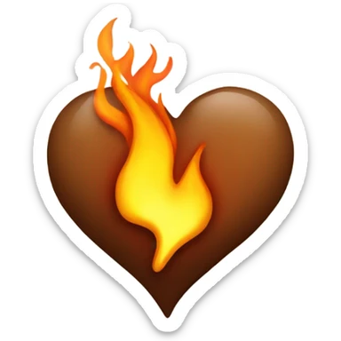brown heart with fire sticker