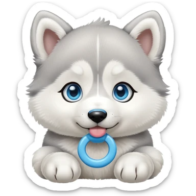 Baby Husky puppy with pacifier sticker