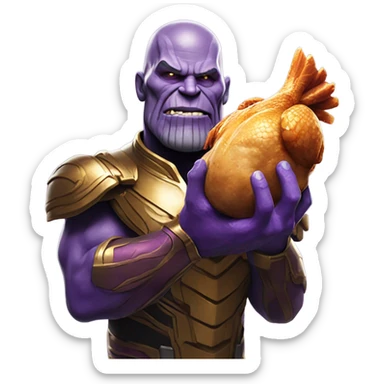 Thanos eating a full chicken ￼ sticker