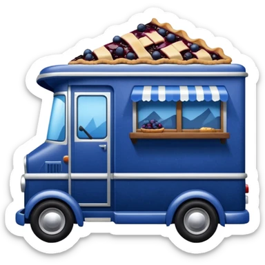 shiny crushed-dark-blue crystal body frozen blueberry pie 1912 antique long-wheelbase cab over durable trails low rider moving truck food truck  sticker