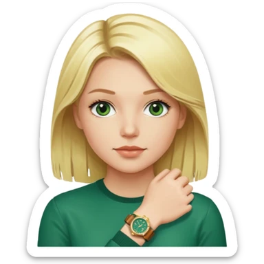 Breitling green faced watch on blonde girl wrist  sticker