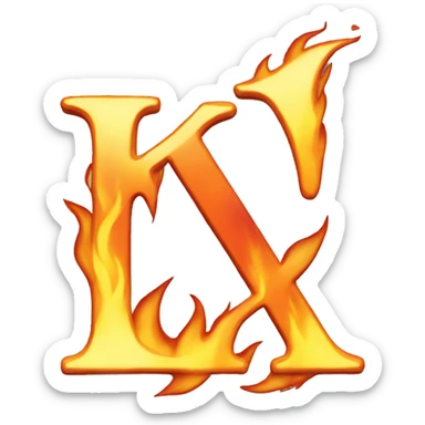 the letter K with flames around it sticker