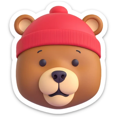 bear face with a beanie sticker