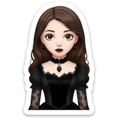 Adelaide Victoria Kane with brown hair in black goth dress sticker