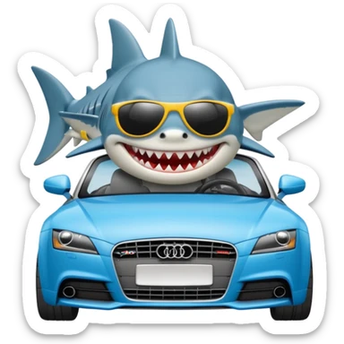 Shark driving an audi TT car sticker