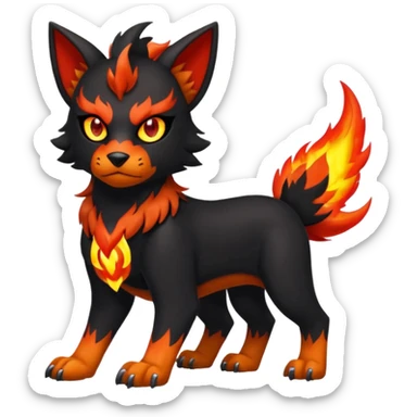 Elemental cool badass fierce realistic bulky evil Houndour-Litten-Sprigatito-hybrid-fusion-creature (full body) sticker