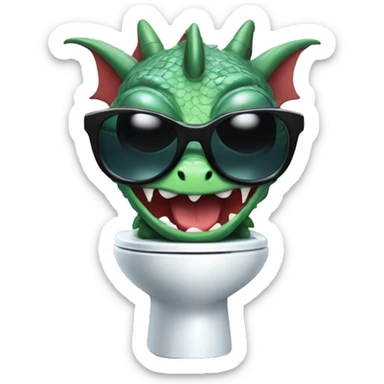 skibidi toilet dragon wearing sunglasses and lipstick sticker