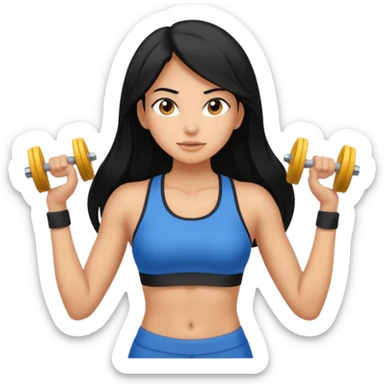 Long black hair girl with gym aesthetic  sticker