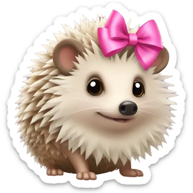 hedgehog with a pink bow sticker