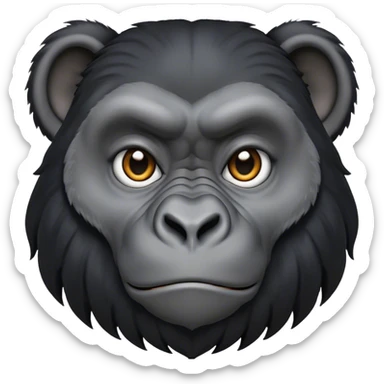 Cinematic Noble mountain Gorilla Portrait Emoji, Poised and majestic, with a powerful, muscular frame accentuated by a distinguished black and grey mane and piercing, wise eyes, Simplified yet sharp and sophisticated features, highly detailed, glowing with a soft, regal jungle glow, high shine, intelligent and commanding, stylized with an air of imperial strength, focused and resolute, soft glowing outline, capturing the essence of a watchful guardian that feels as though it could step out of the screen with effortless authority! sticker