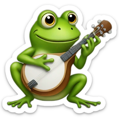 frog playing mandolin sticker