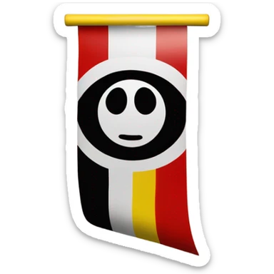 Rectangle flag with black on top, red on bottom and yellow circle in middle sticker