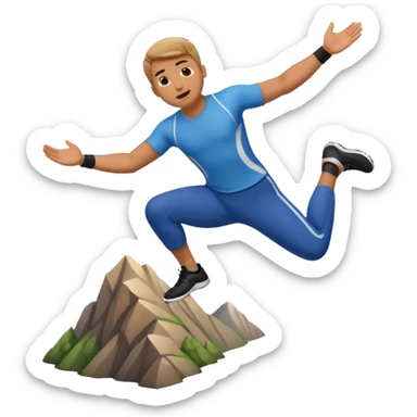 apple style emoji of a man in mid-air, falling from a mountain sticker