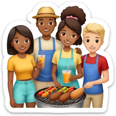 Friends at a cook out  sticker