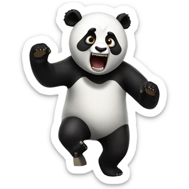Terrifying and horrifying panda chasing someone sticker