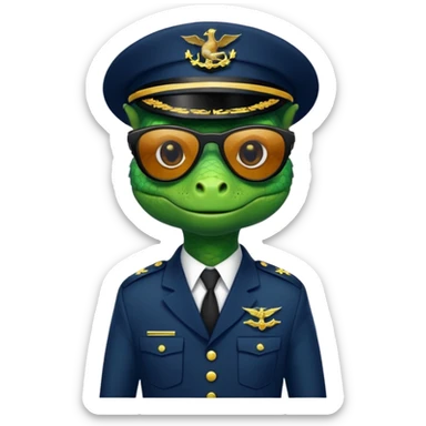 Lizard in navy uniform with  black sunglasses. sticker