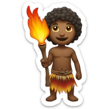 Aborigines with fire torch in a hand sticker