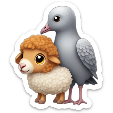 Ginger sheep hugging a pigeon  sticker