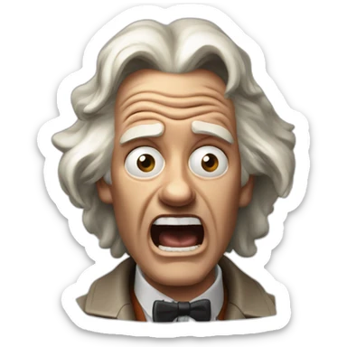 1955 Doc Brown from back to the future looking shocked and his mouth wide open. No eye-ware. sticker