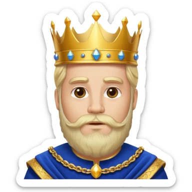 bearded king with crown and blue outfit blonde hair sticker